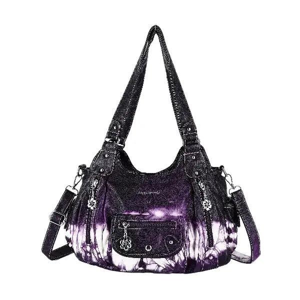 East-West Multi-Pocket PU Hobo Shoulder Bag