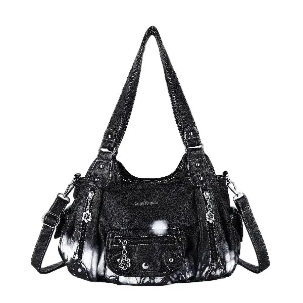 East-West Multi-Pocket PU Hobo Shoulder Bag