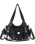 East-West Multi-Pocket PU Hobo Shoulder Bag