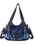 East-West Multi-Pocket PU Hobo Shoulder Bag