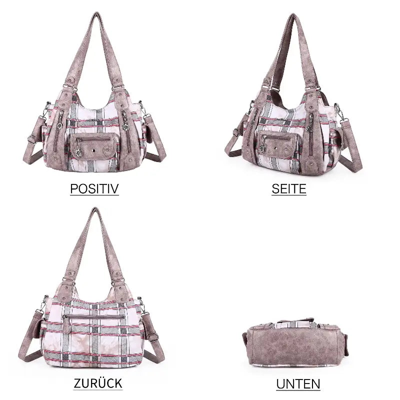 East-West Multi-Pocket PU Hobo Shoulder Bag