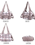 East-West Multi-Pocket PU Hobo Shoulder Bag