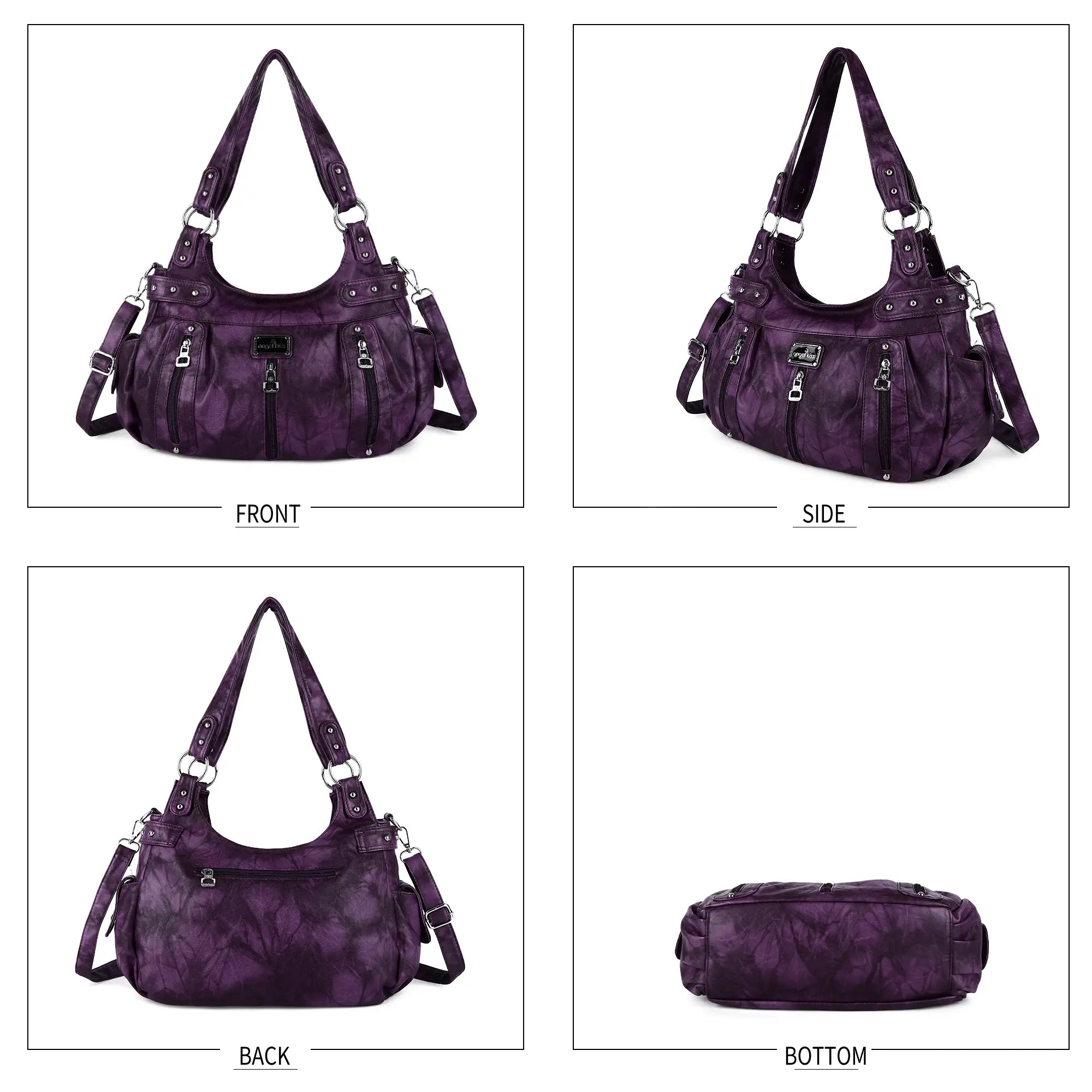 PU Leather Tie-Dye Hobo Shoulder Bag for Women