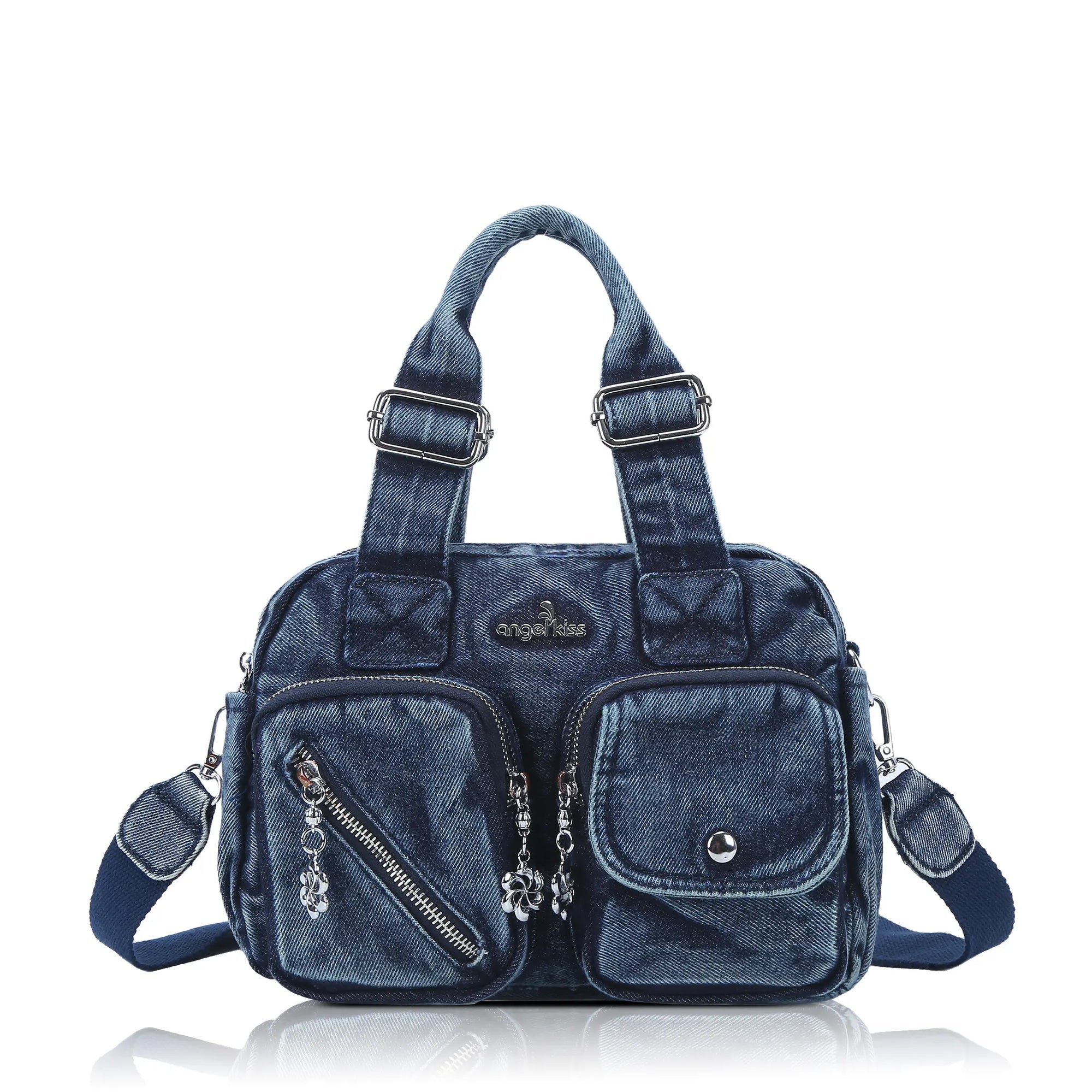 Small Multi-Pocket Satchel Bag with Adjustable Crossbody Strap