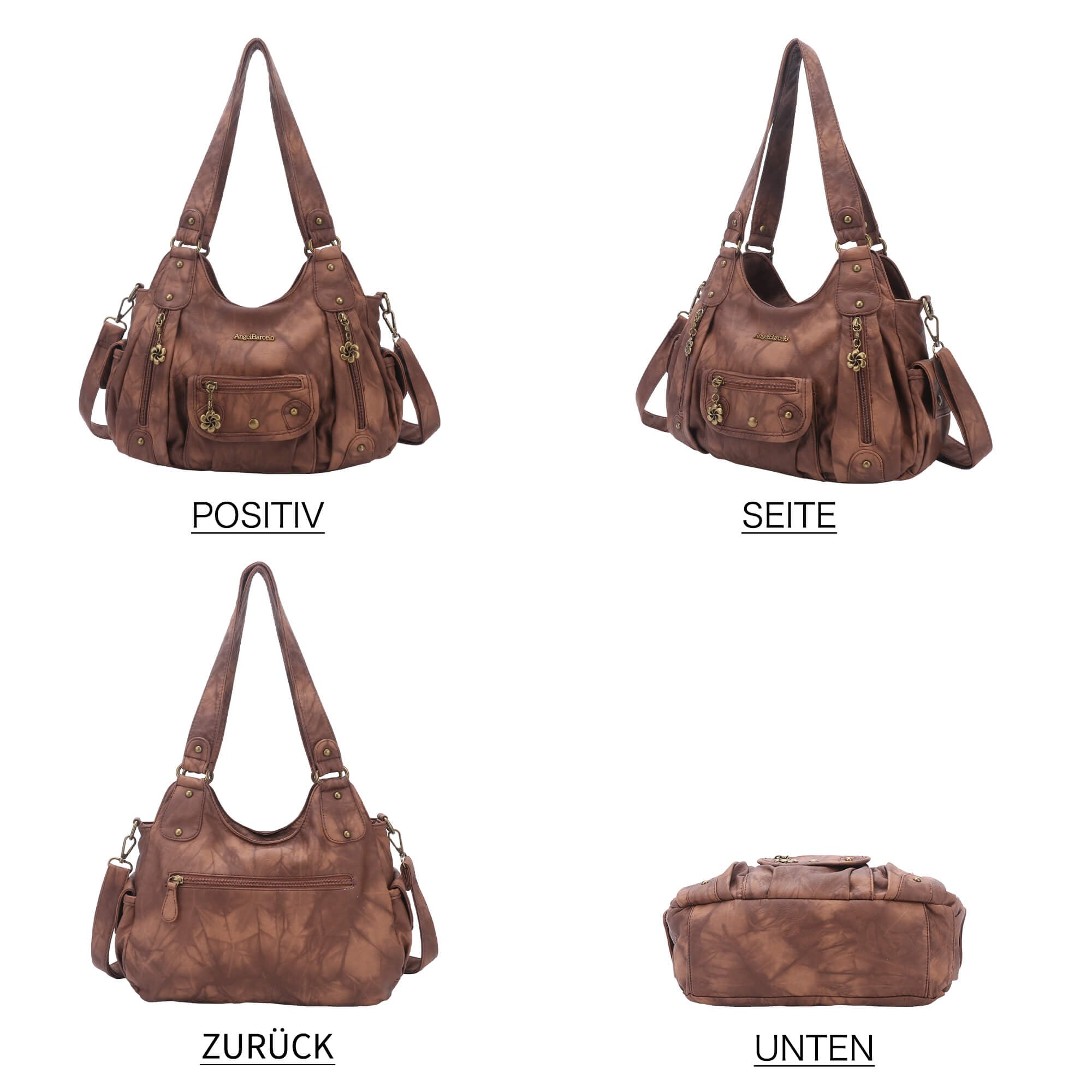 Tie-Dye Multi-Zip Hobo Shoulder Crossbody Bag