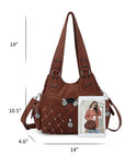 Women Large capacity hobo  Handbag Washed PU Leather-Angelkiss Bag