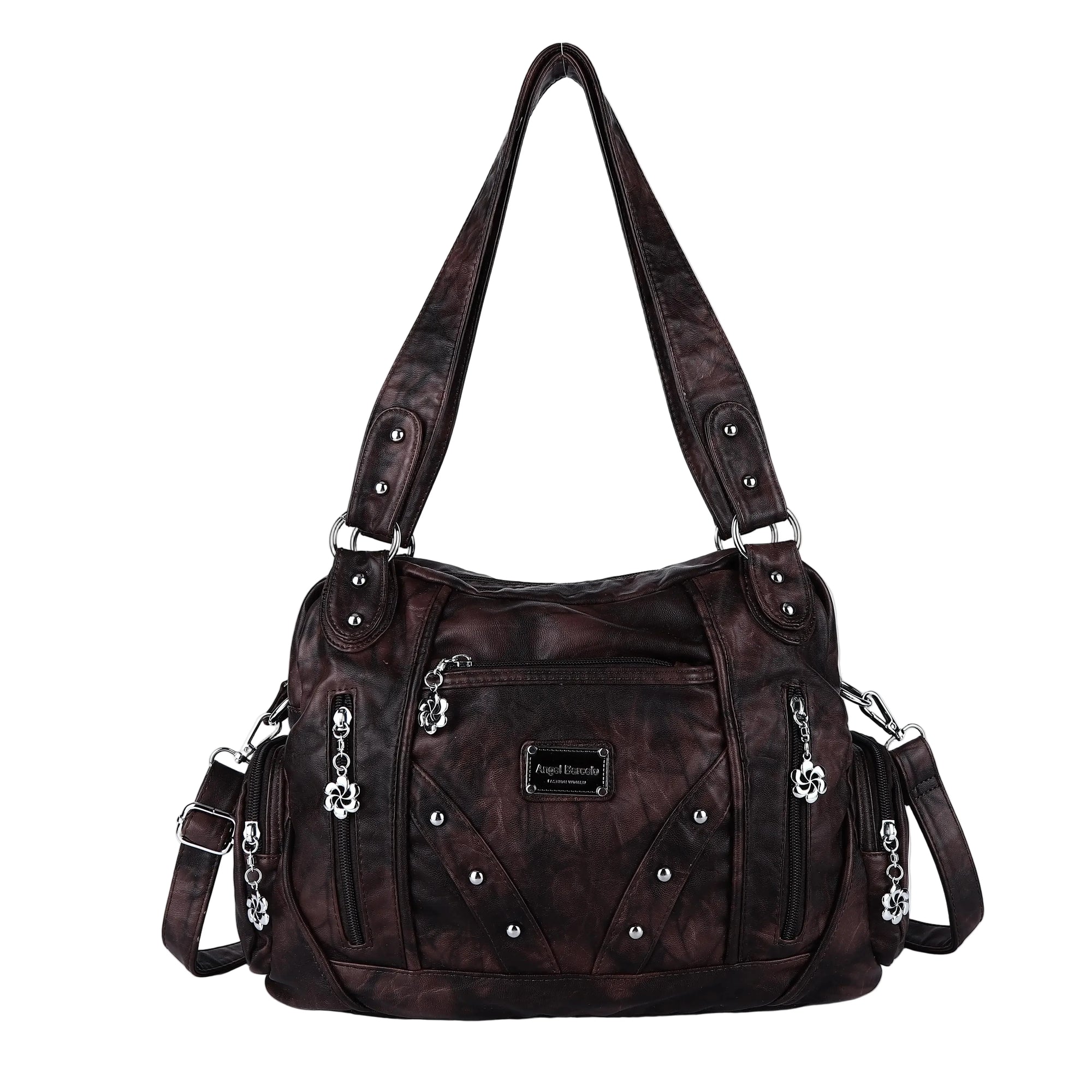 Large Leather Hobo Ladies Crossbody Handbags Studded Bag