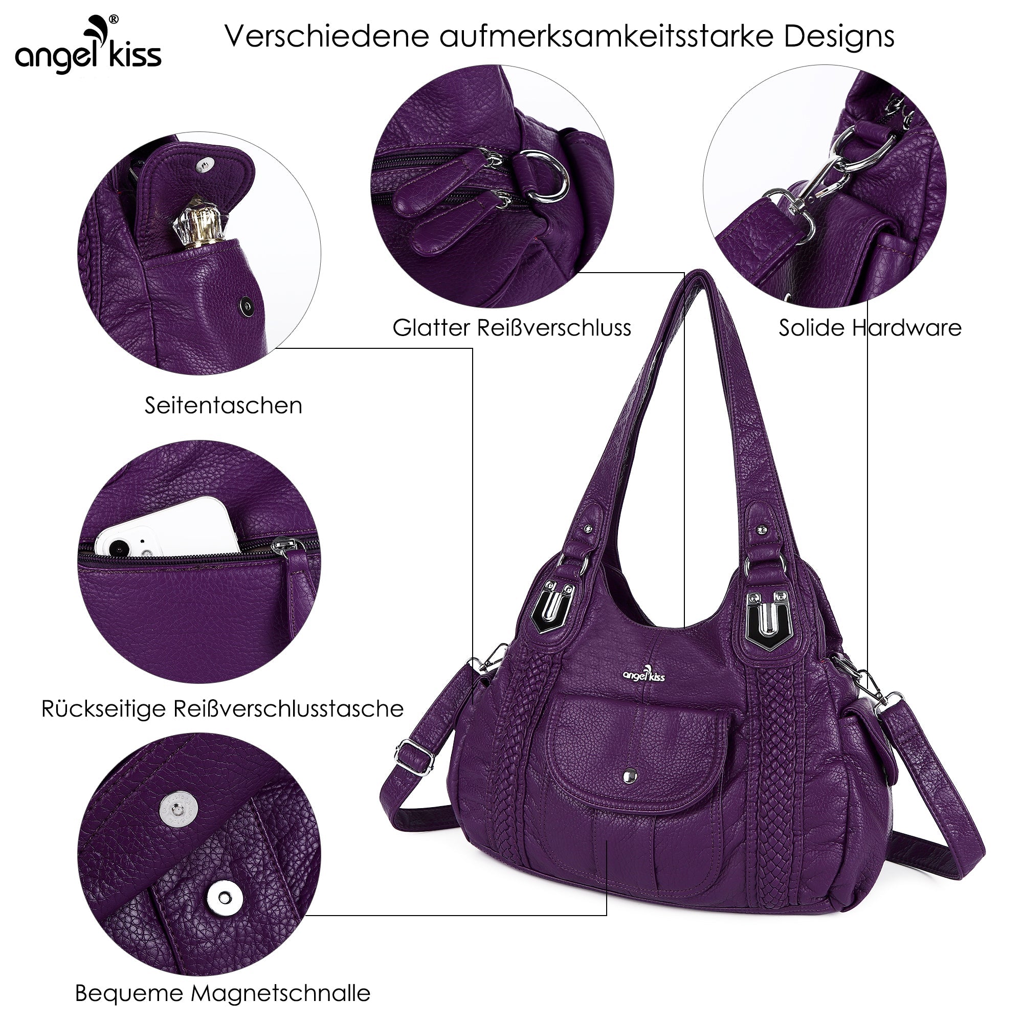 Soft Vegan Leather Woven Shoulder Bag for Women – Angel Kiss