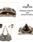 Leopard Print Large Satchel Bag with Crossbody Strap
