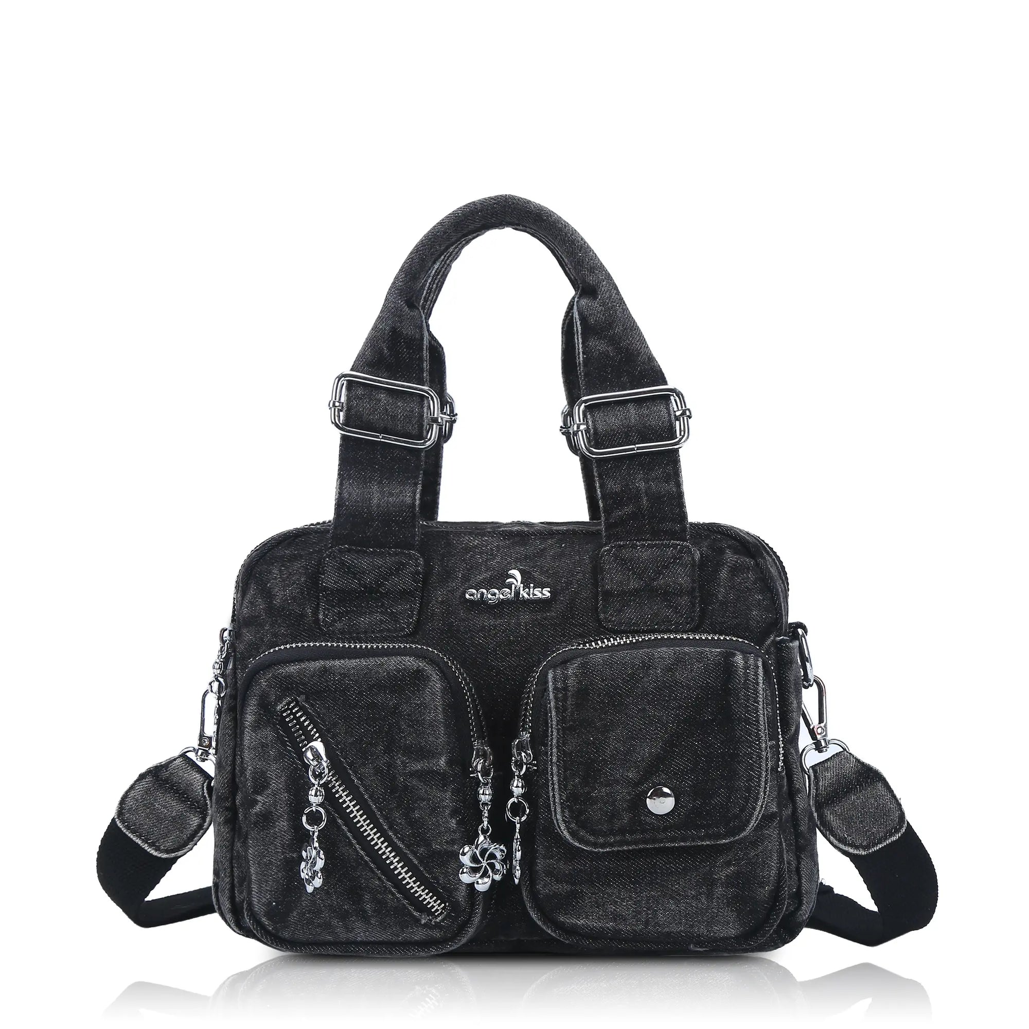 Small Multi-Pocket Satchel Bag with Adjustable Crossbody Strap