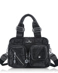 Small Multi-Pocket Satchel Bag with Adjustable Crossbody Strap