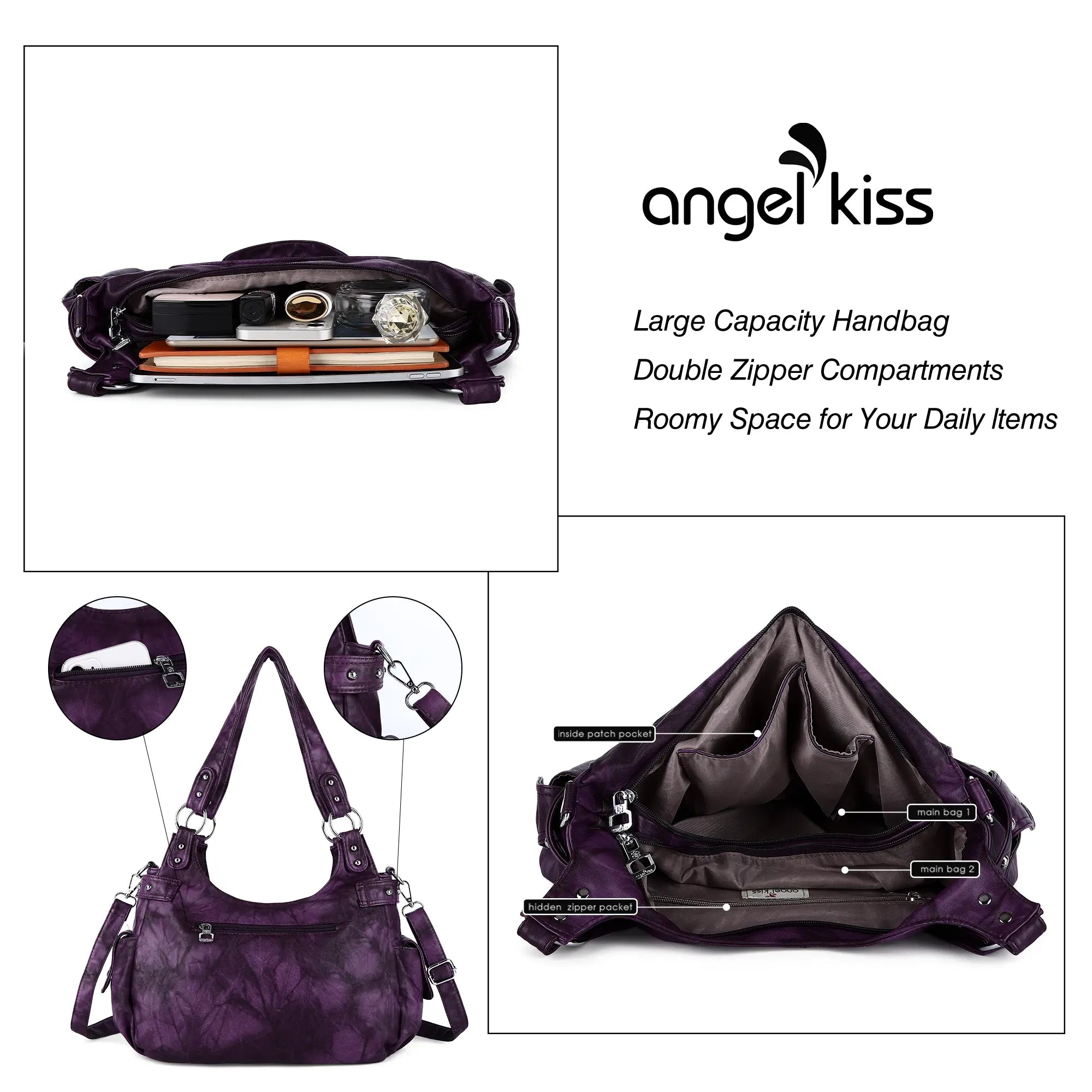 PU Leather Tie-Dye Hobo Shoulder Bag for Women