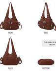 Women Large capacity hobo  Handbag Washed PU Leather-Angelkiss Bag