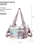 East-West Multi-Pocket PU Hobo Shoulder Bag