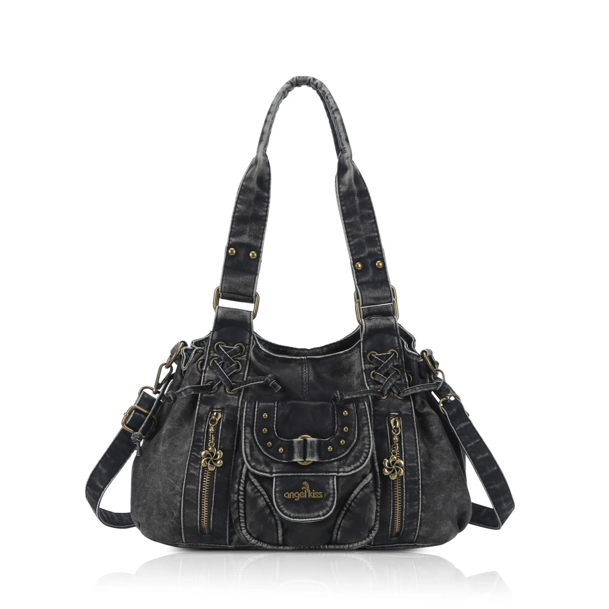 Women s Lace Up Multi Pocket Hobo Shoulder Bag Angel Kiss women-s-lace-up-multi-pocket-hobo-shoulder-bag-angel-kiss