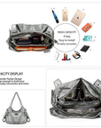 washed Large capacity Daily women Waterproof unique hobo handbag-Angelkiss Bag