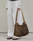 Y2K Convertible Hobo Shoulder Bag with Rivet Details