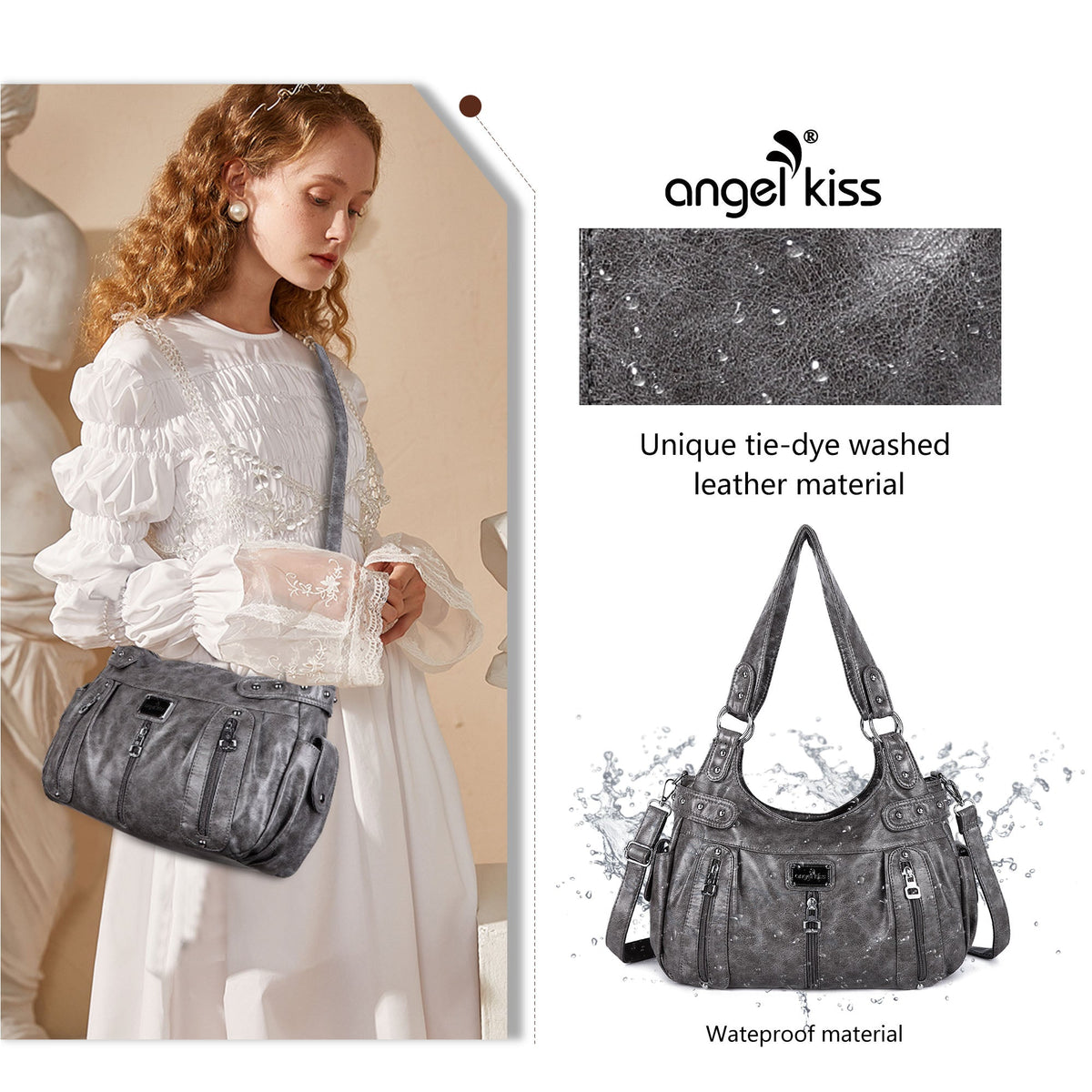 Stylish women's large capacity shoulder bags and hobo bags-Angelkiss Bag