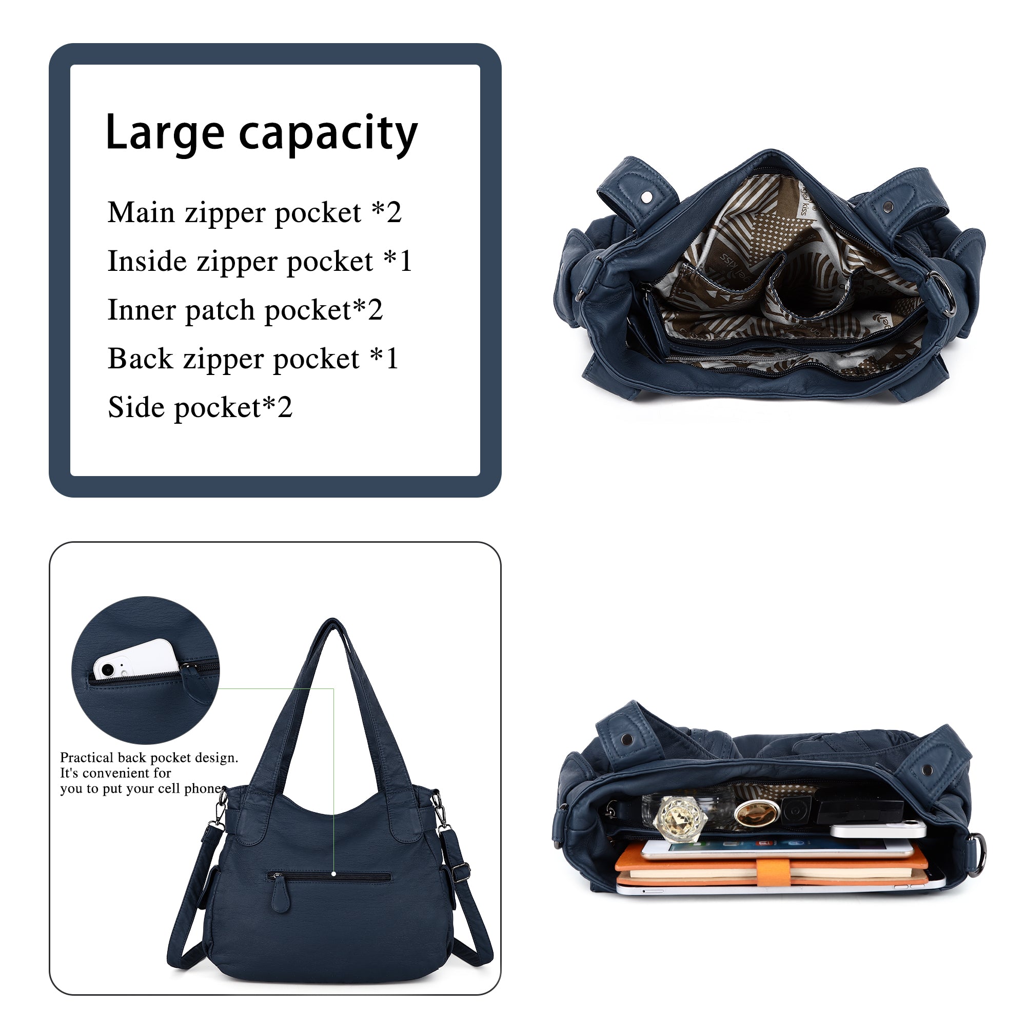 Fashionable  Handbags Women Tote Shoulder Top Handle Satchel Hobo Bags-Angelkiss Bag