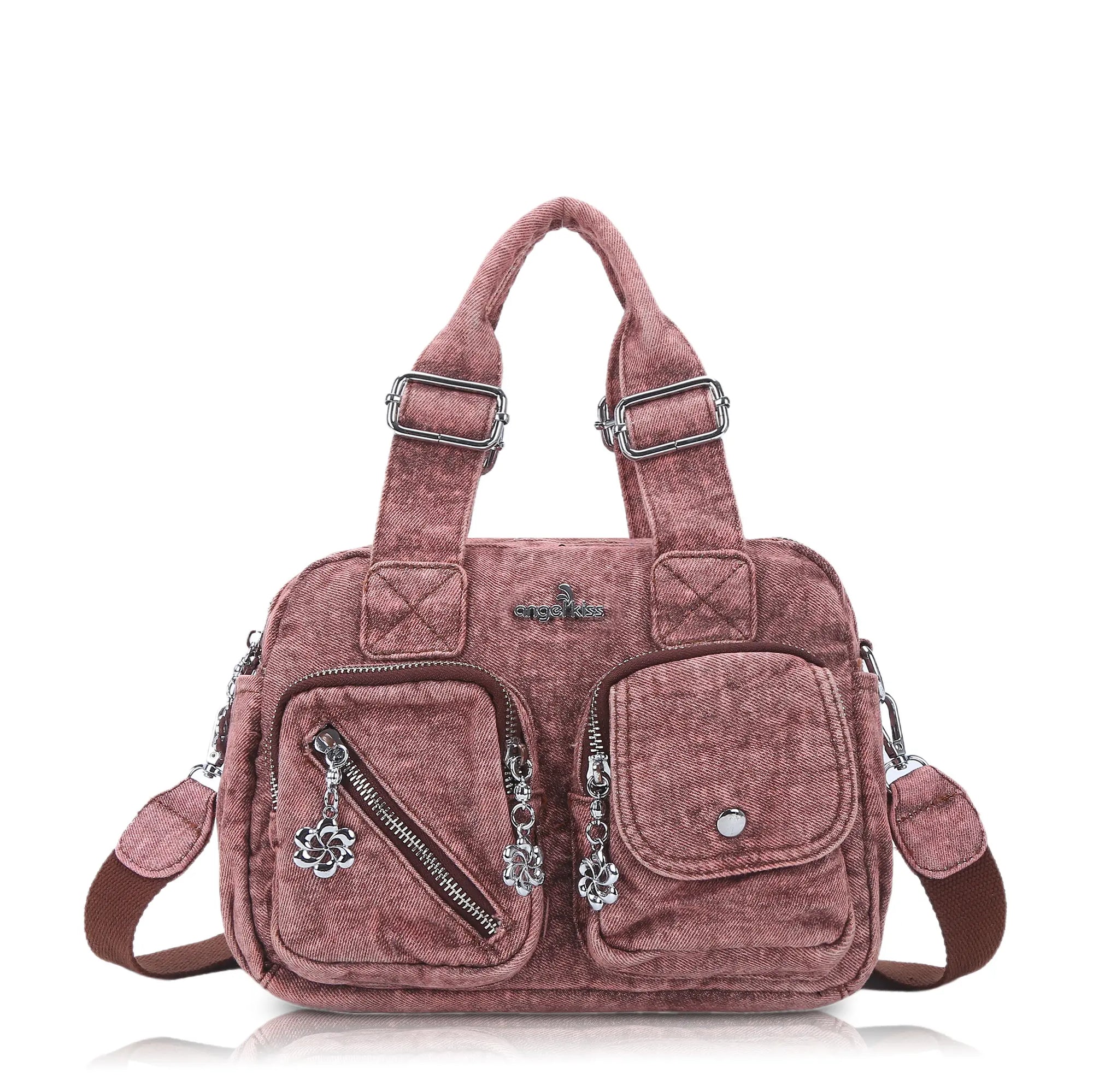 Small Multi-Pocket Satchel Bag with Adjustable Crossbody Strap