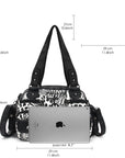 Leopard Print Multi-Pocket Shoulder Bag with Studded Buckle Details