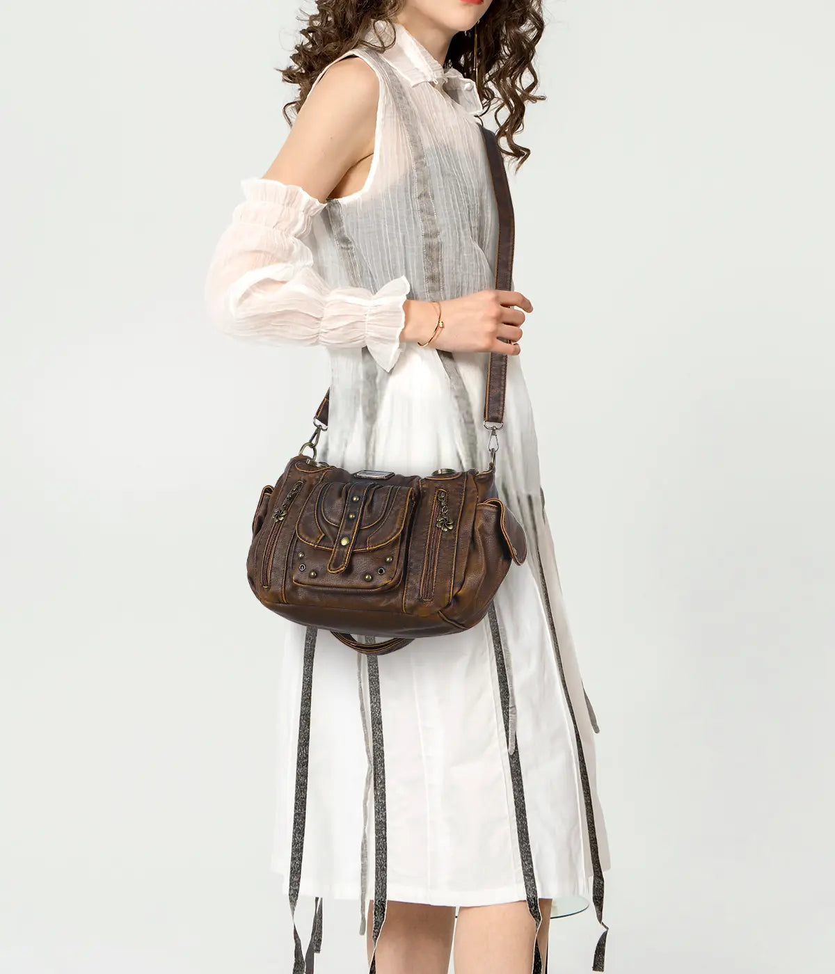 Large Multi-Pocket Convertible Hobo Bag