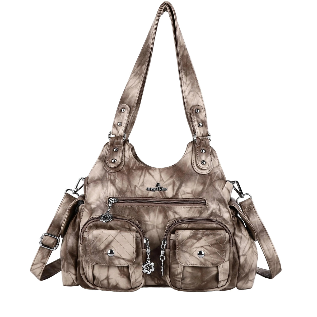 Tie-Dye Bag Womens Y2K Hobo Purse Faux Leather