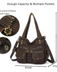 Distressed PU Crossbody Hobo Bag