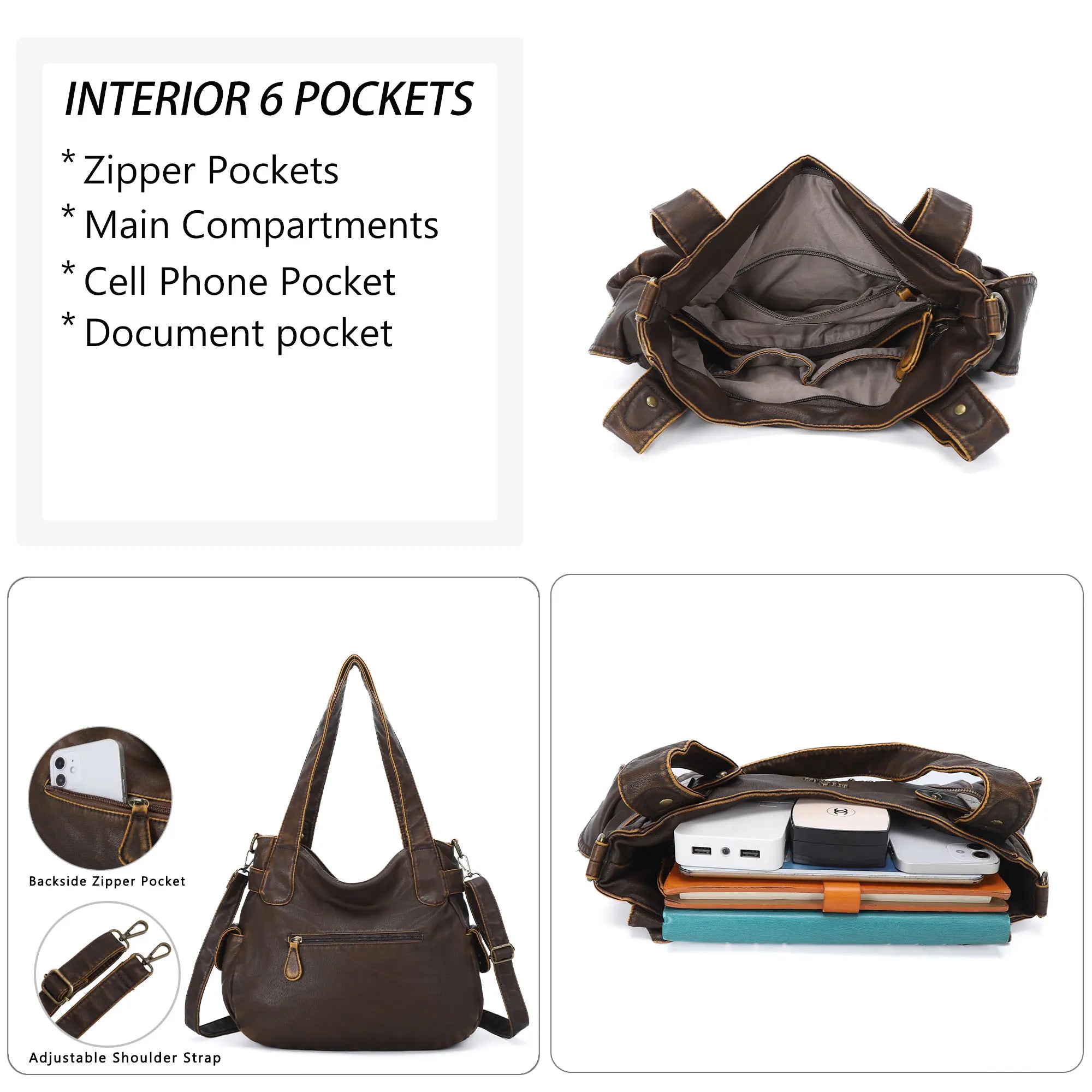 Distressed PU Crossbody Hobo Bag