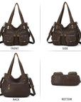 Distressed PU Crossbody Hobo Bag
