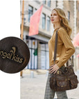 Distressed PU Crossbody Hobo Bag