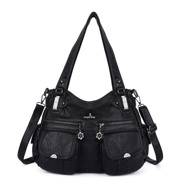 PU Double Front Pockets Shoulder Bag