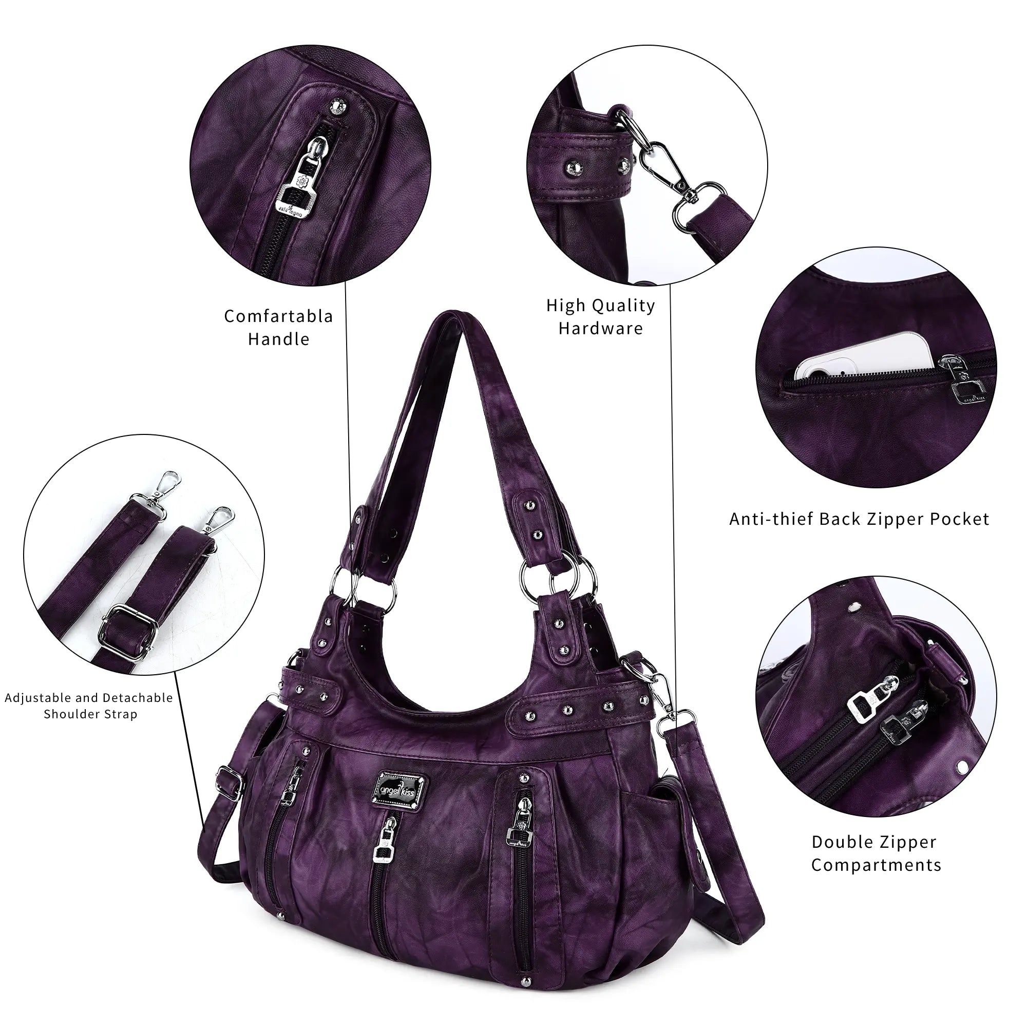 PU Leather Tie-Dye Hobo Shoulder Bag for Women