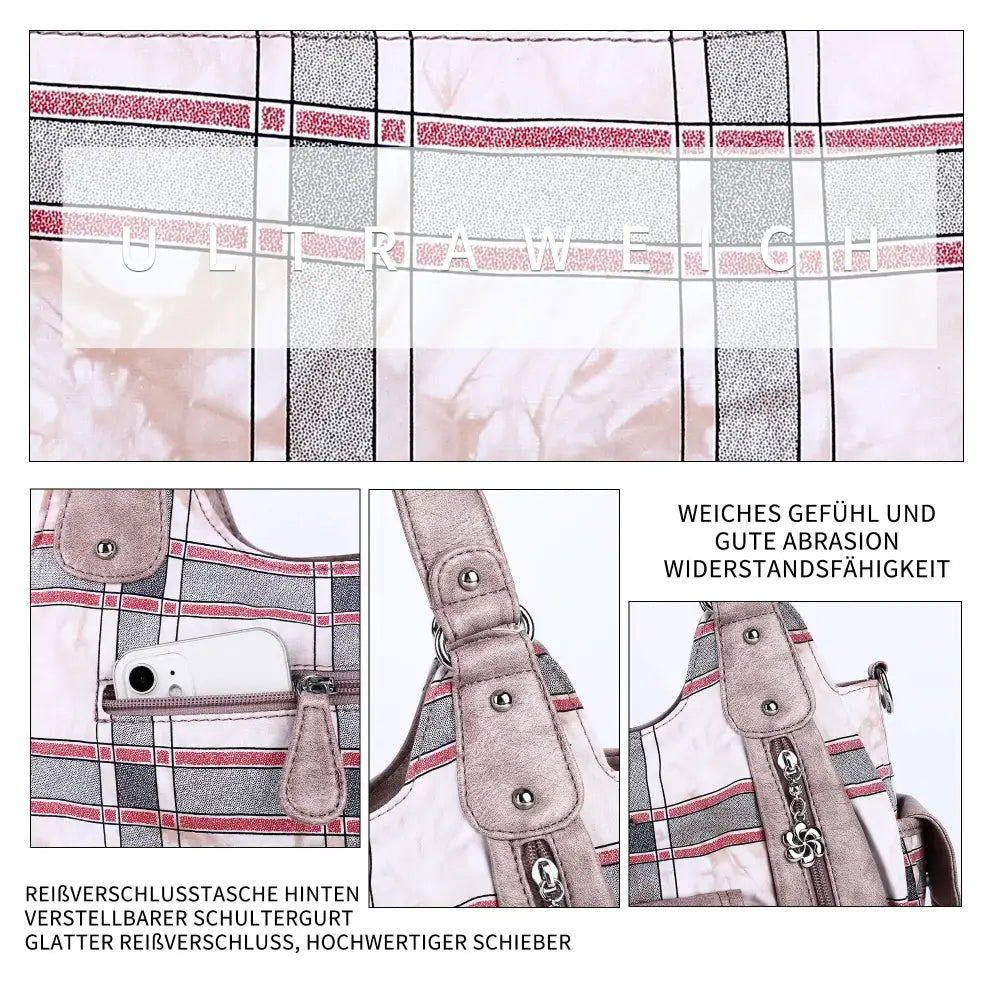 East-West Multi-Pocket PU Hobo Shoulder Bag