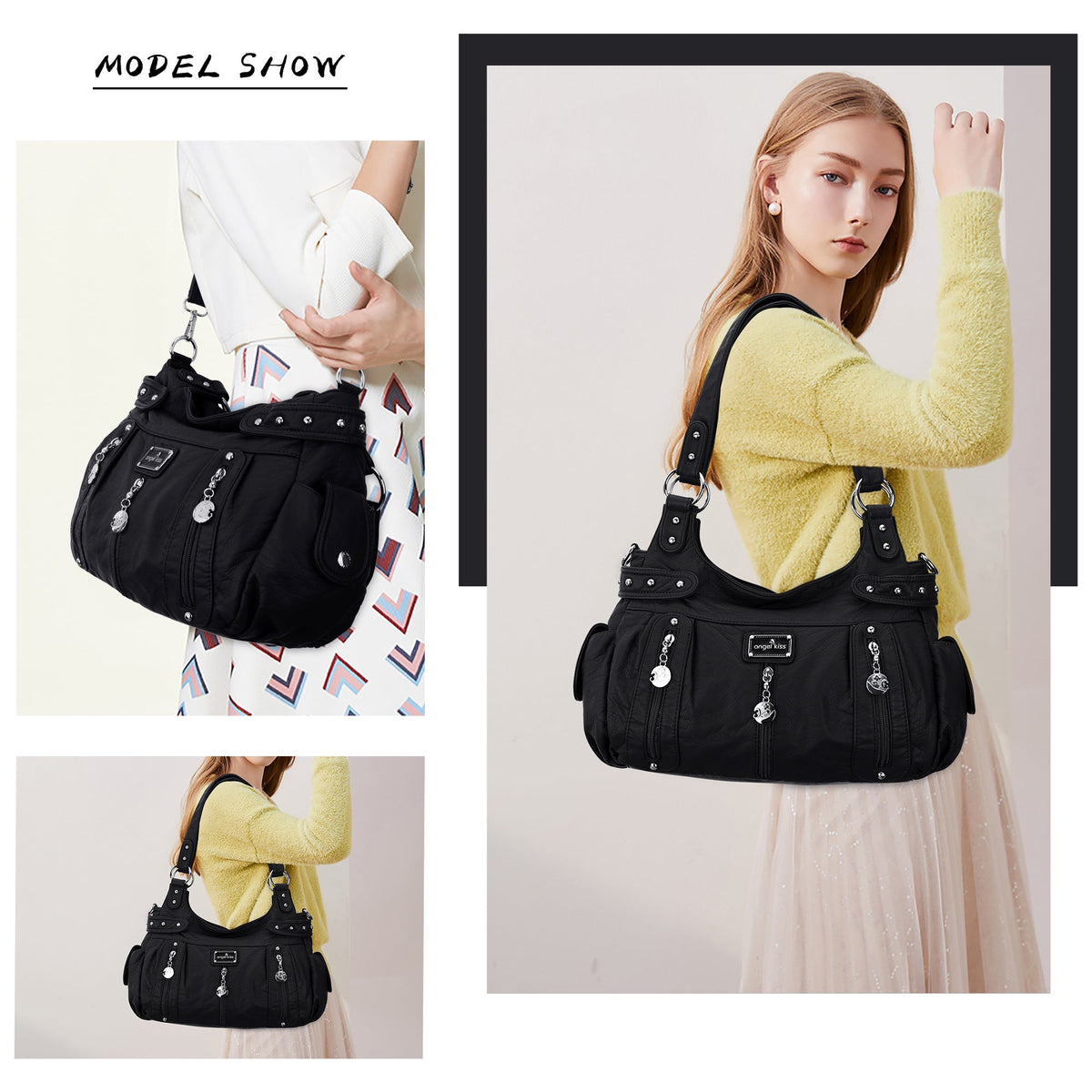 Stylish women's large capacity shoulder bags and hobo bags-Angelkiss Bag