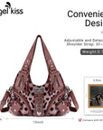 Hobo Leopard print Shoulder  Handbag-Angelkiss Bag