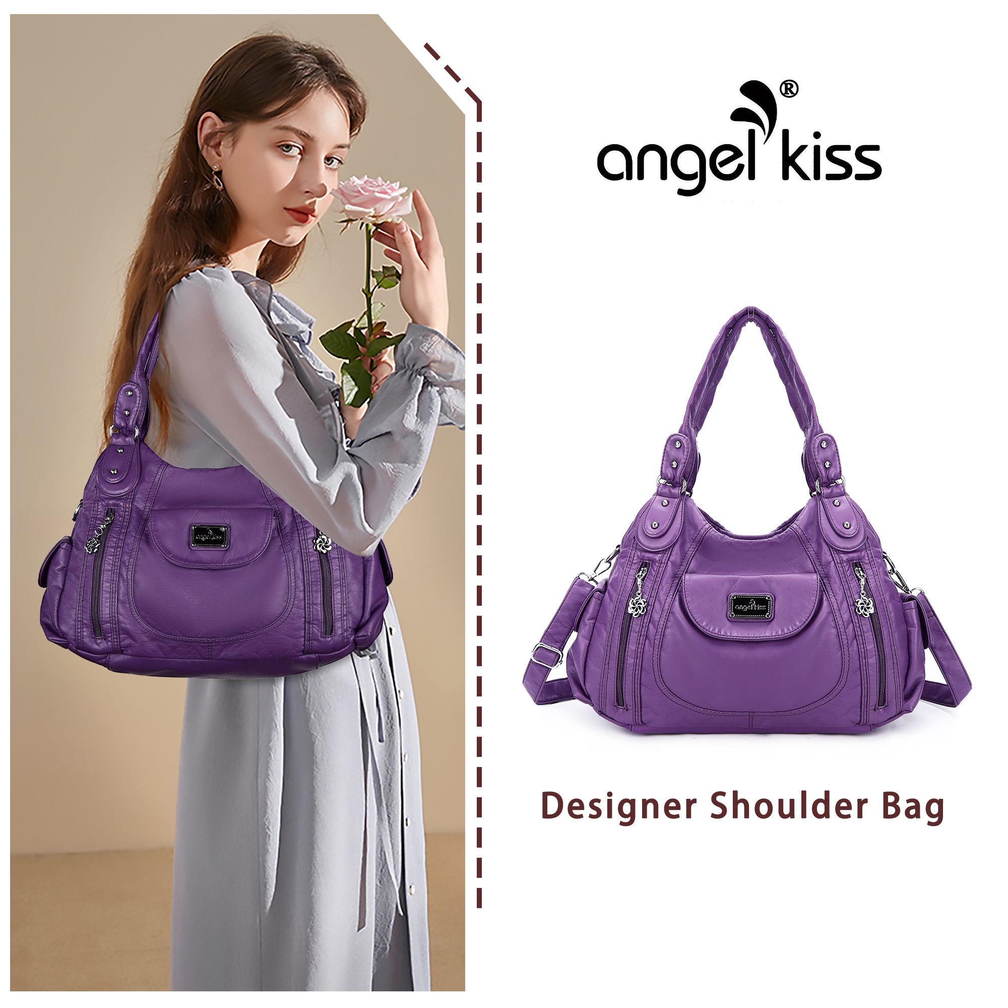 Women  handbag with High Quality Washed PU Multi Purpose tote bag-Angelkiss Bag