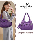 Women  handbag with High Quality Washed PU Multi Purpose tote bag-Angelkiss Bag