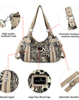 Leopard Print Large Satchel Bag with Crossbody Strap