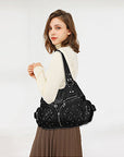 Women Large capacity hobo  Handbag Washed PU Leather-Angelkiss Bag