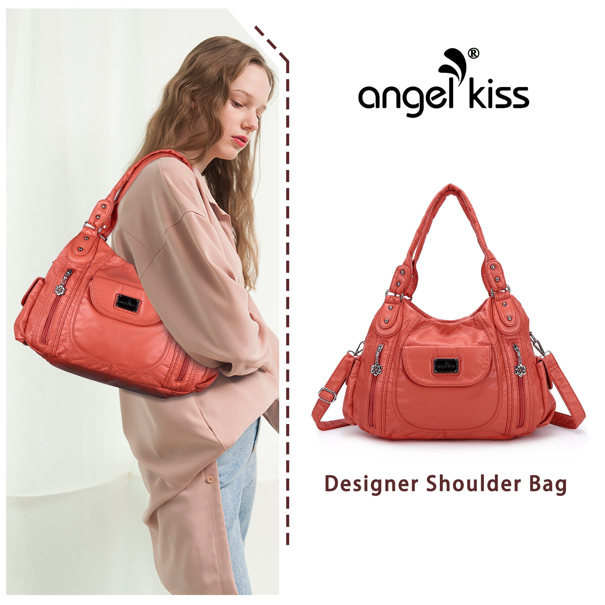 Women  handbag with High Quality Washed PU Multi Purpose tote bag-Angelkiss Bag