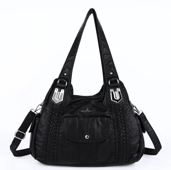 Soft Vegan Leather Woven Shoulder Bag for Women
