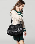 Women wash water PU leather multi-functional tie dye hardware accessories handmade hobo bag-Angelkiss Bag