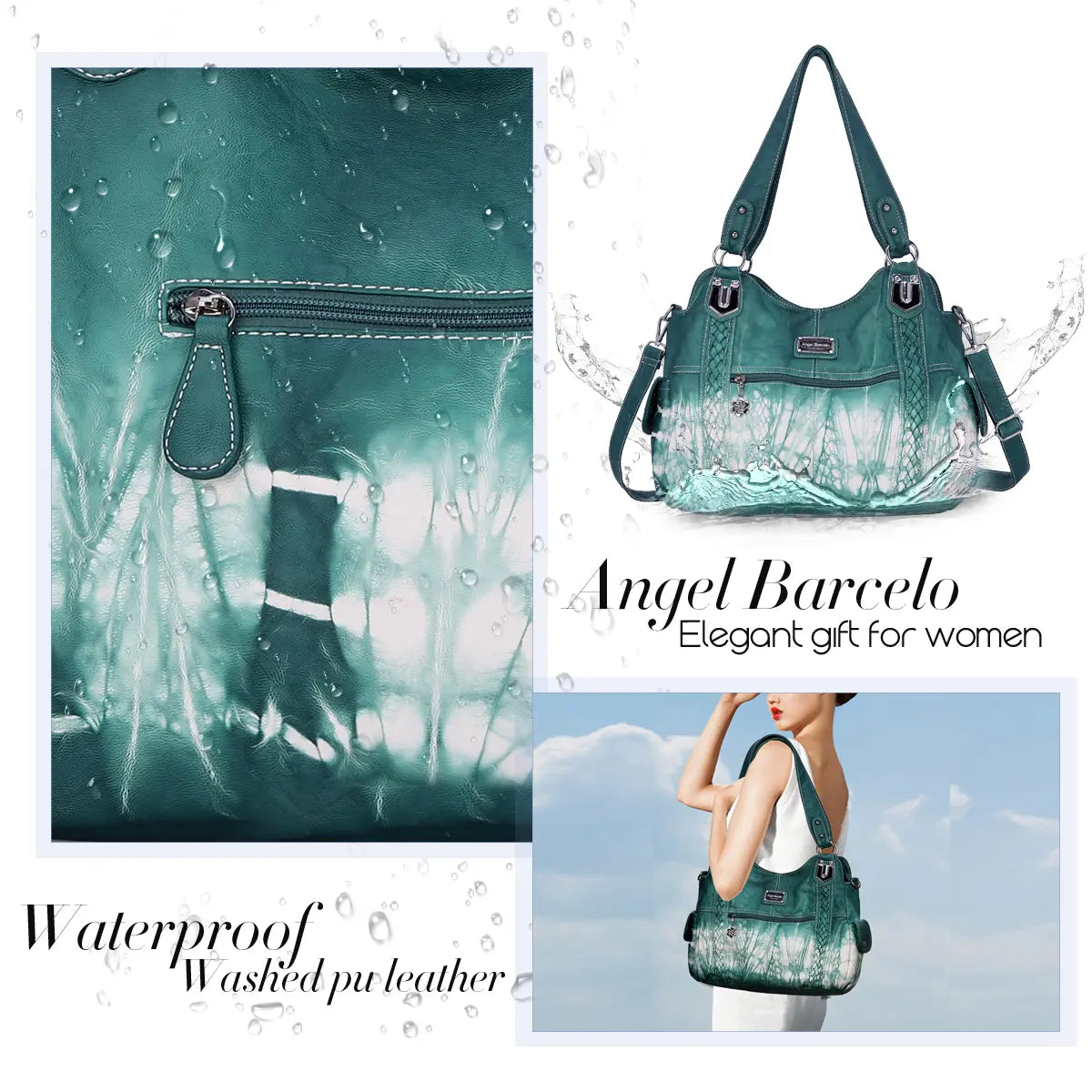 Washed PU Tie-Dye Hobo Shoulder Bag