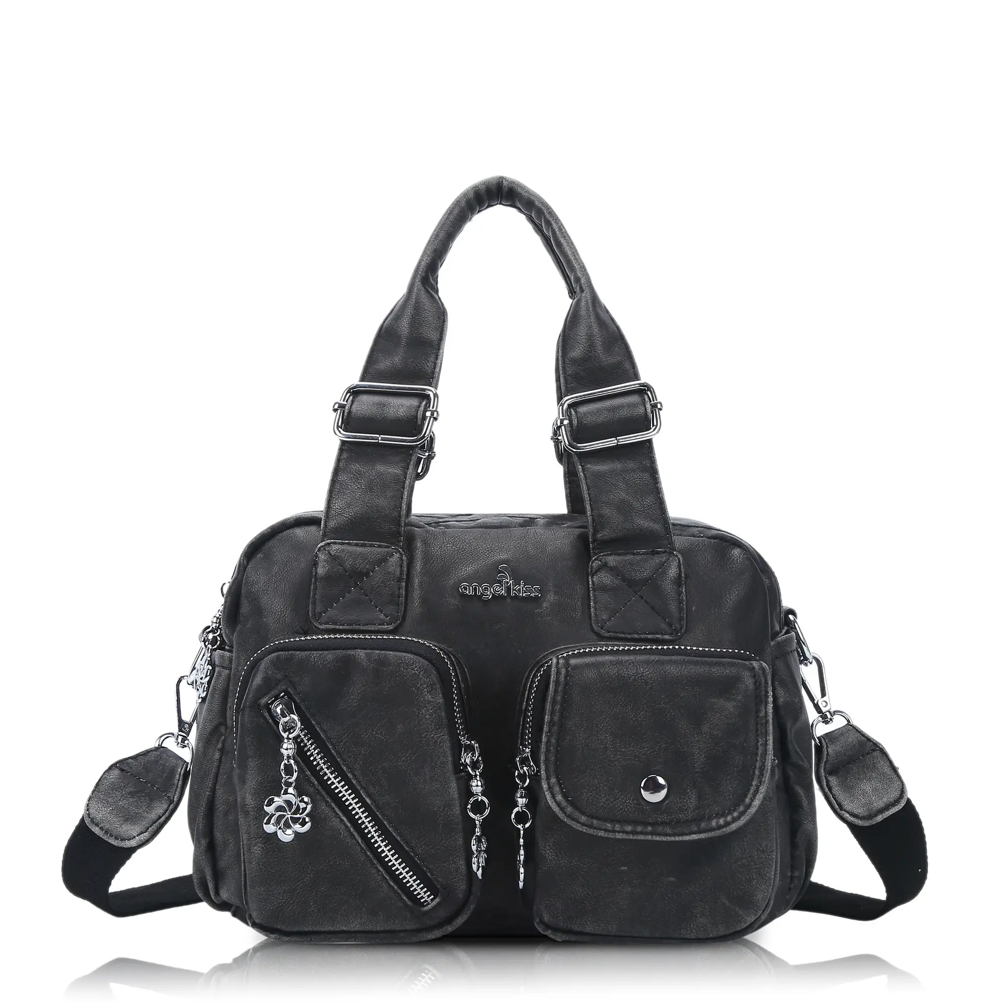 Small Multi-Pocket Satchel Bag with Adjustable Crossbody Strap