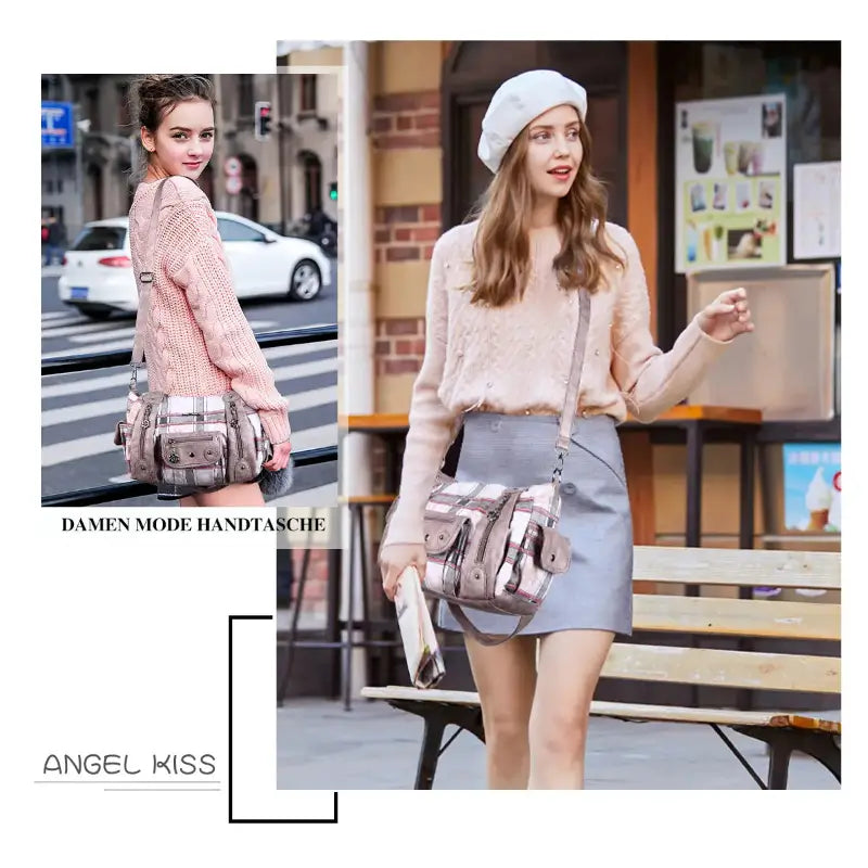 East-West Multi-Pocket PU Hobo Shoulder Bag
