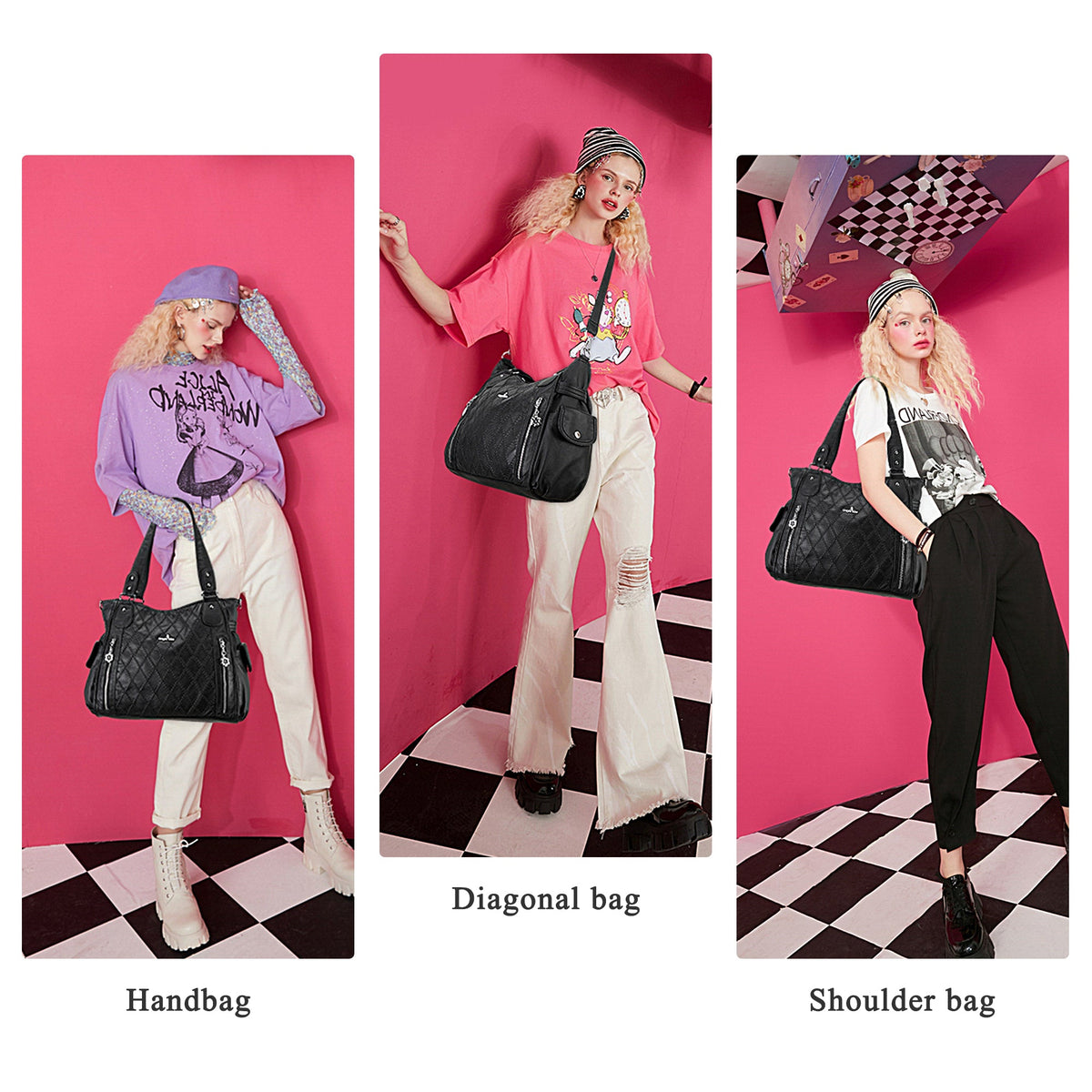 Angel Kiss Ladies solid color vintage handbag-Angelkiss Bag