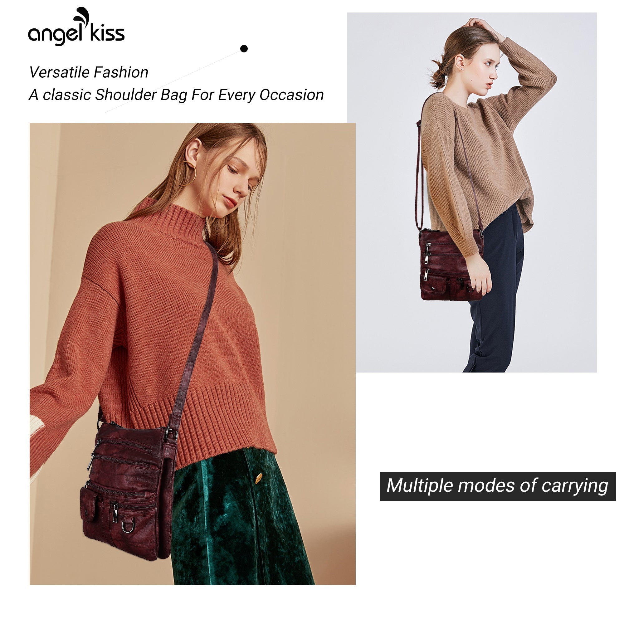 Adjustable Strap Multi-Pocket Crossbody Bag – Angel Kiss