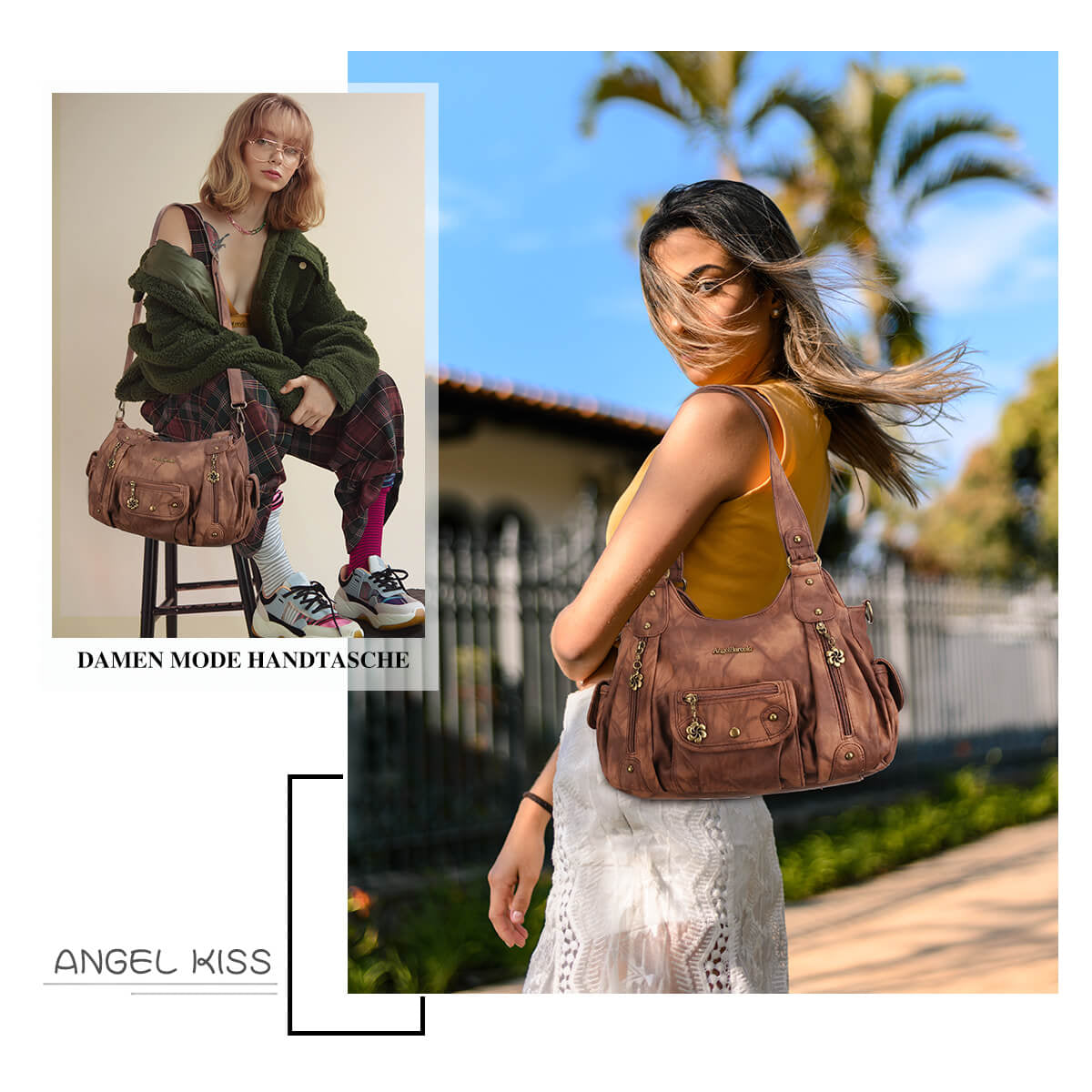 Tie-Dye Multi-Zip Hobo Shoulder Crossbody Bag