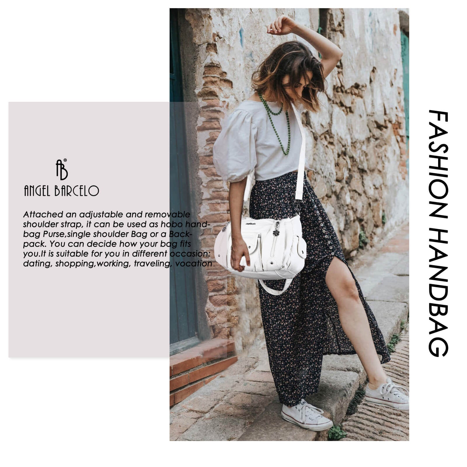 Soft PU Multi-Pocket Shoulder Purse with Crossbody Strap